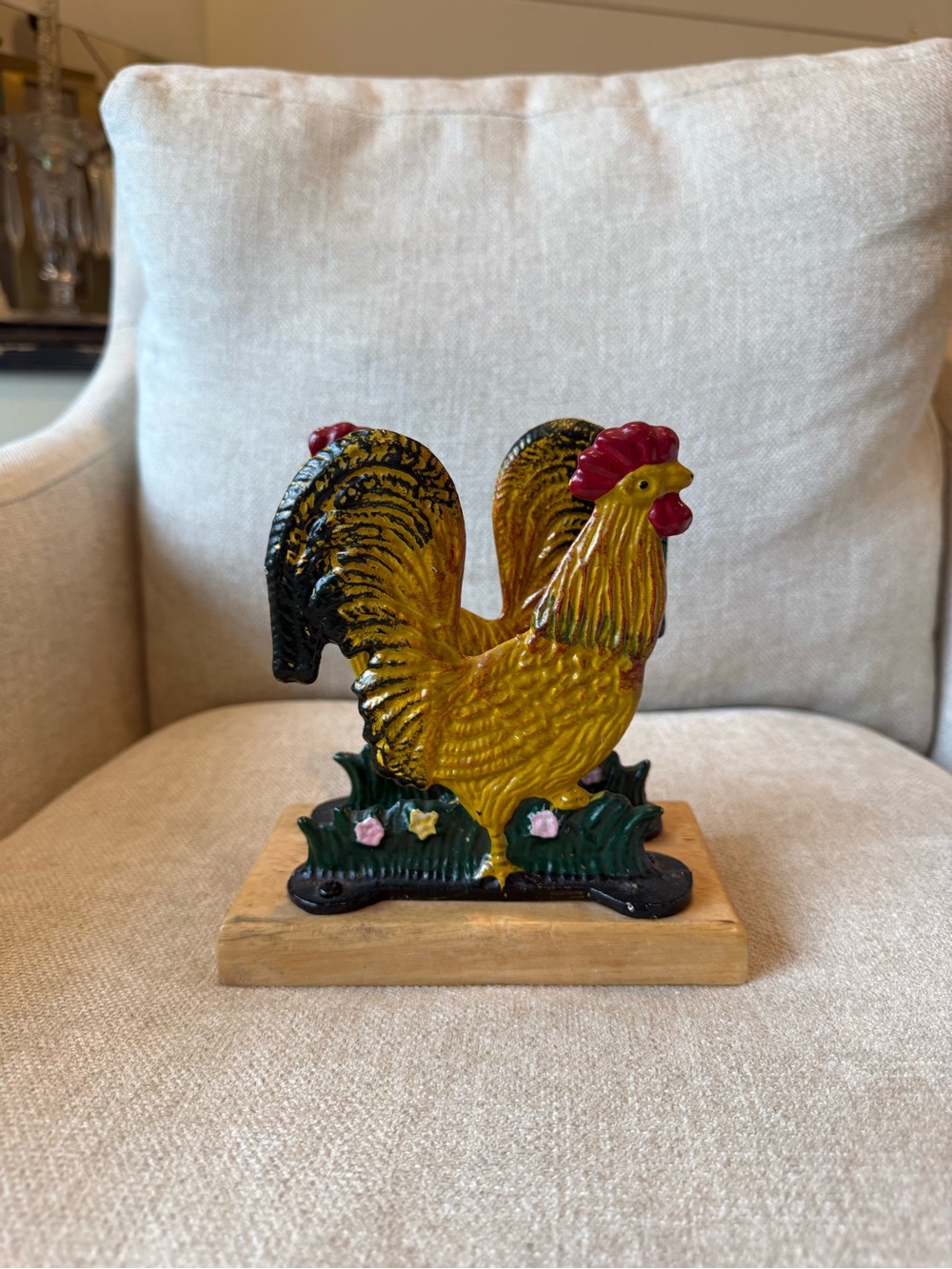 Vintage Cast Iron Pair of Roosters
Chicken Letter Holder Napkin Holder
Door Stop